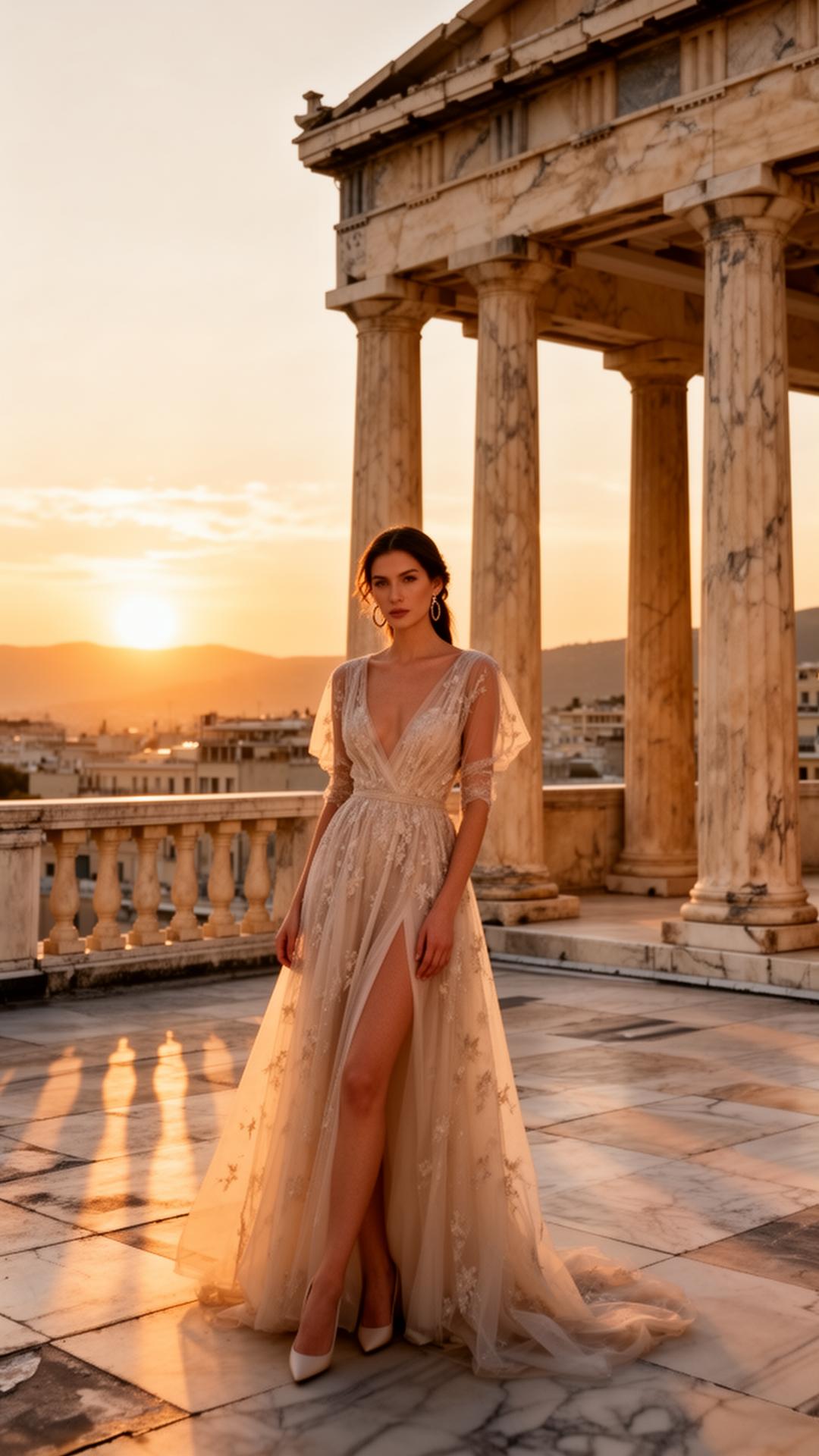 Luxury rooftop venue in Athens overlooking the Acropolis at night